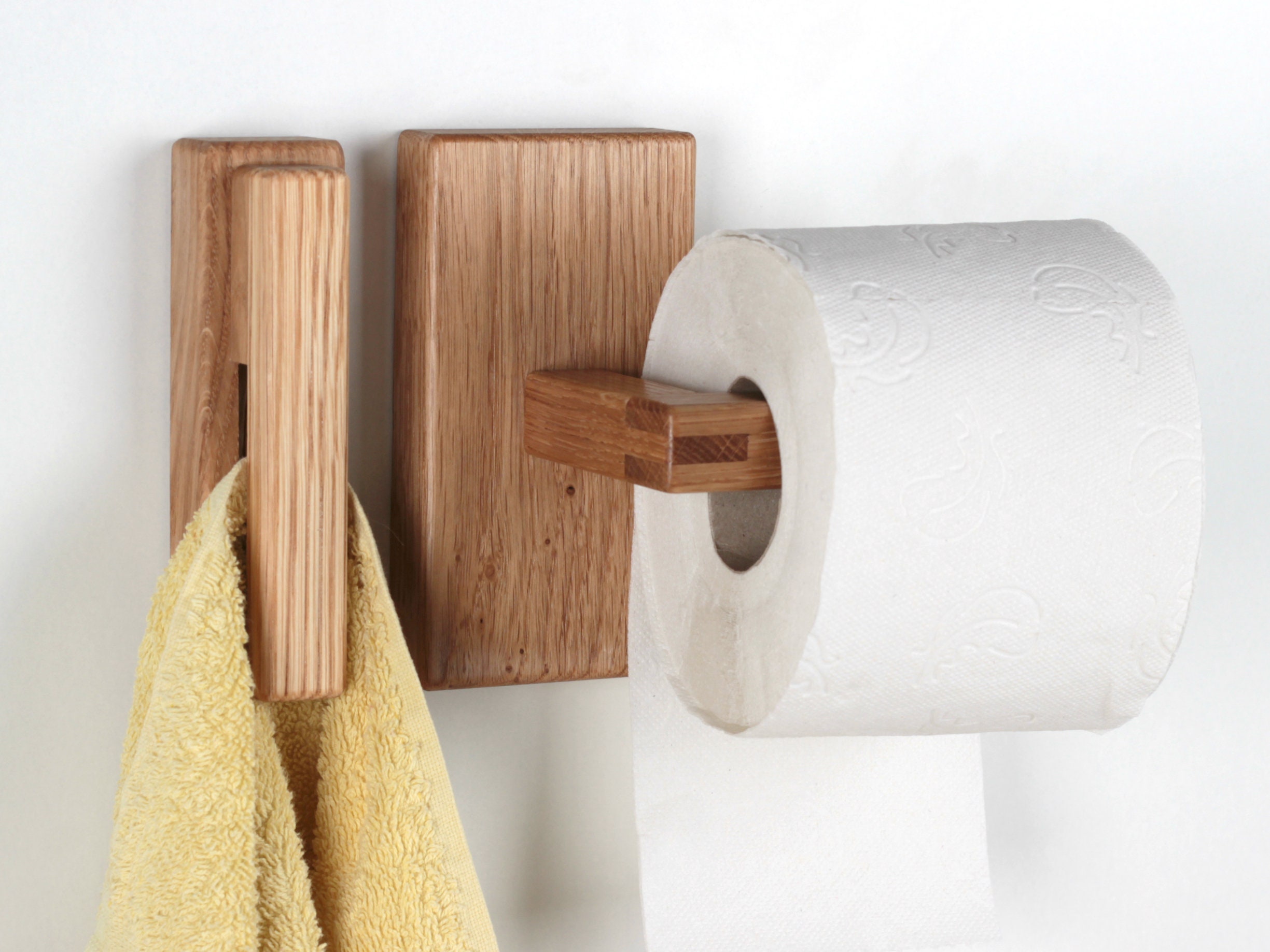 Piece Wood Bathroom Bath Accessory Kit Towel Bar Ring Paper Holder Wooden 4 
