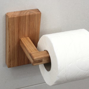 Oak wood toilet roll holder. Wood toilet paper holder. image 2