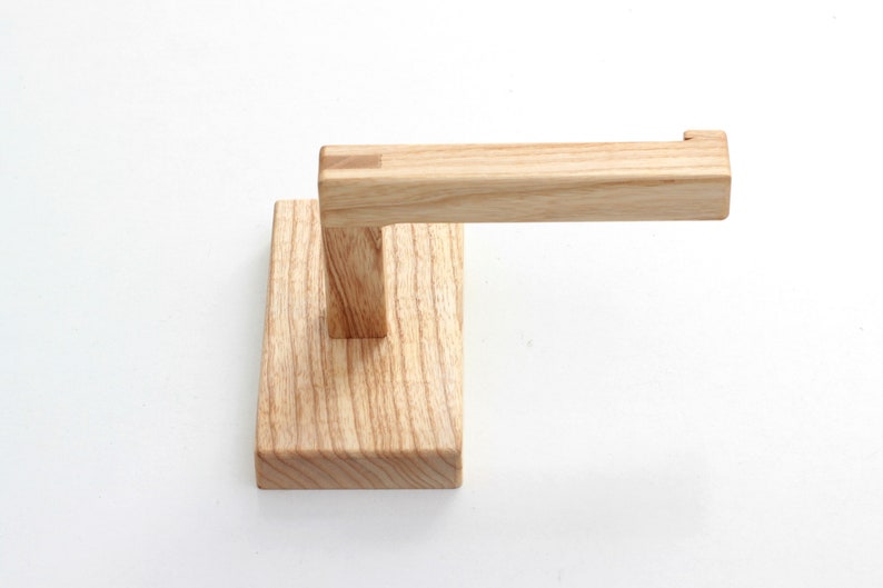 Oak wood toilet roll holder. Wood toilet paper holder. image 7