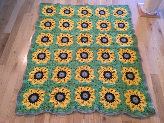 Sunflower crocheted afghan | Etsy