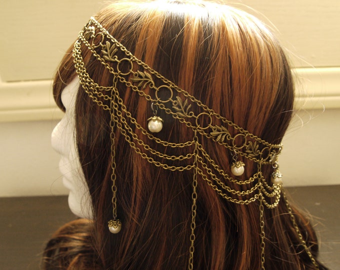 Art Nouveau Art Deco Headdress Bronze and Pearls Etsy