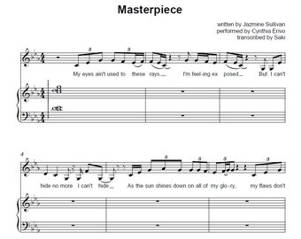 Masterpiece (&quot;Mona Lisa&quot;) - Cynthia Erivo/Jazmine Sulllivan - Full Transcription - Voice & Piano + Lead Sheet