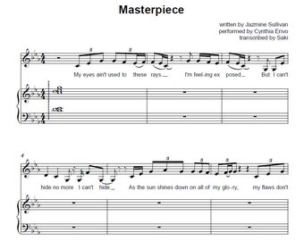 Masterpiece ("Mona Lisa") - Cynthia Erivo/Jazmine Sulllivan - Full Transcription - Voice & Piano + Lead Sheet