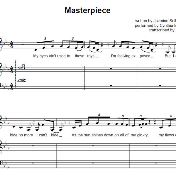 Masterpiece ("Mona Lisa") - Cynthia Erivo/Jazmine Sulllivan - Full Transcription - Voice & Piano + Lead Sheet