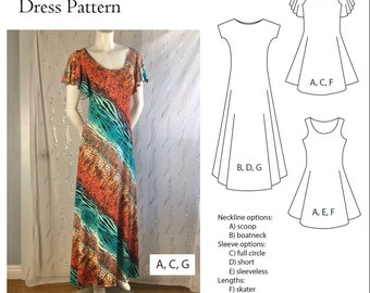 Super einfaches Kleid Schnittmuster (Vorlage) - Größe S/M