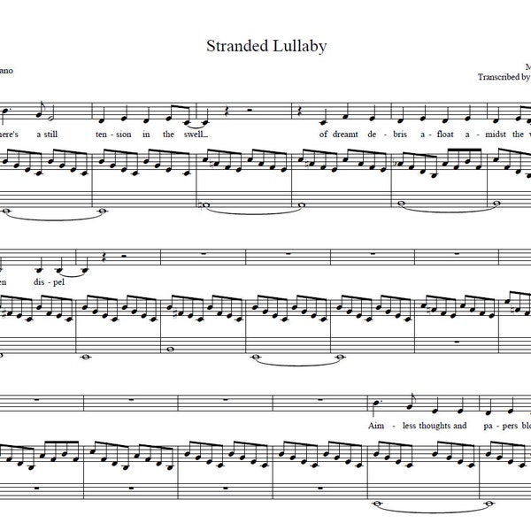 Stranded Lullaby - Miracle Musical - Sheet Music Transcription - Voice & Piano/Harp