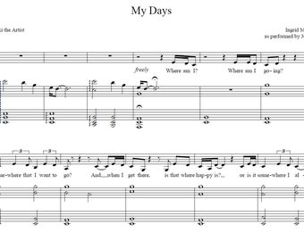My Days - The Notebook (Broadway) - Joy Woods - Ingrid Michaelson - Full Transcription - Voice & Piano Arrangement