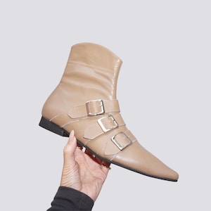 Stiefeletten - Flache Mokka-Mousse-Booties - Handmade by ImeldaShoes