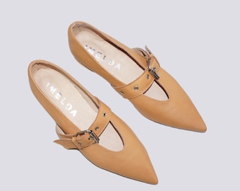 JOY Handmade Camel Mary Jane shoes