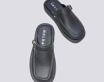 Mules de piel hechos a mano Sorrento: sandalias elegantes y suaves para mujer