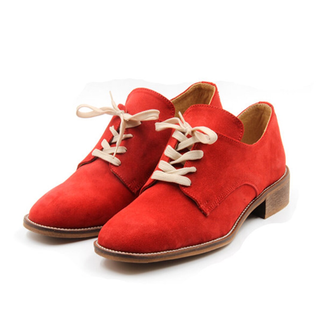 Oxford Shoes, Red Leather Shoes, Tie Oxford Shoes, Handmade Leather