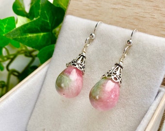 Candy Jade earrings - Candy Jade Jewelry - Pink and Green Jewelry - Marbled Earrings - Candy Jade