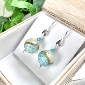 Venetian Glass Earrings - Venetian Jewelry - Artisan Jewelry - Italian Glass - Peacock Swirl
