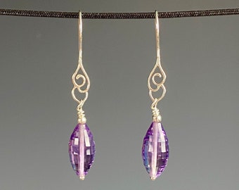 Amethyst Earrings - Amethyst Jewelry - February Birthstone - Purple Jewelry - Jewelry Gift For Her - Amethyst Barrel