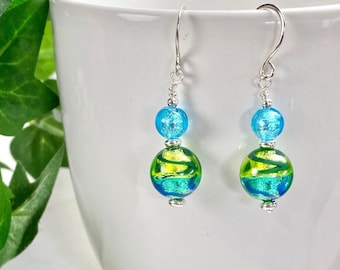 Murano Glass Earrings - Venetian Glass Jewelry - Italian Glass - Spring Color Jewelry - Aruba