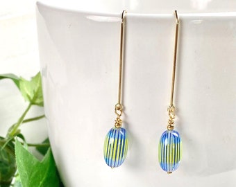 Venetian Glass Earrings - Venetian Glass Jewelry - Vintage Venetian Glass - Retro Jewelry - Mod Drop