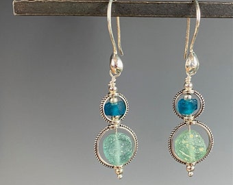 Roman Glass Earrings - Roman Glass Jewelry - Artifact Jewelry -Roman Duo