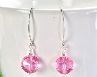 Pink Crystal Earrings - Pink Crystal Jewelry - Pink Drop