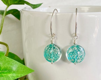 Murano Glass Earrings - Venetian Glass Jewelry - Ice Blue Jewelry - Easter Earrings - Mothers Day Gift - Italian Jewelry - Frosty