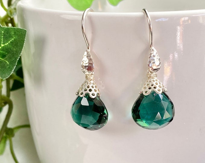 Green Quartz Earrings Sterling Earrings Green Jewelry Mothers Day Gift ...