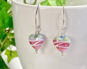 jewelry handmade in venetian Murano glass Italy perfect for mother day Drop Fuchsia gold set with necklace and ring