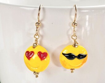 Lampwork Earrings - Lampwork Jewelry - Emotion Earrings - Whimsical Jewelry - Gift for Teen