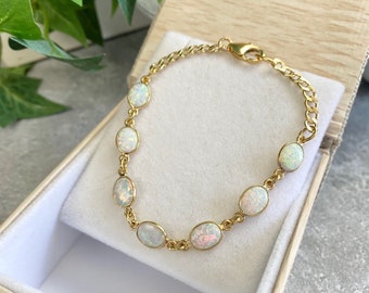 Opal Bracelet - Gemstone Bracelet - Opal Jewelry - Romantic Jewelry -  Jewelry Gift - October Birthstone -  minimalist - Opal Dreamer
