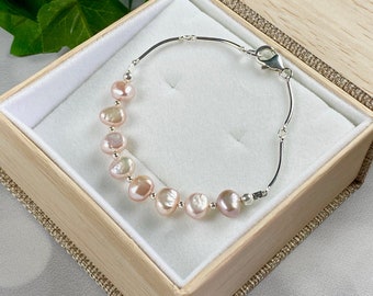 Fresh Water Pearl Bracelet - Pearl Jewelry - Wedding Jewelry - Bridal Wear - Mother of the Bride - Silver Pearl Bracelet