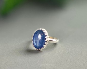 Blue Kyanite Ring - Solitaire Ring - Gemstone Ring - Kyanite Jewelry - Oval Kyanite