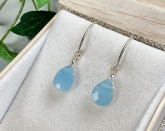Aquamarine Earrings - Aquamarine Jewelry - March Birthstone - Blue Jewelry - Dewy