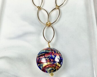 Murano Glass Necklace - Venetian Jewelry - Colorful Pendant - Italian Jewelry - Galaxy