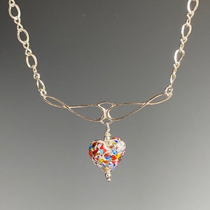 Venetian Heart Necklace - Venetian Pendant - Heart Jewelry - Venetian Glass Jewelry - Heart Sparkle