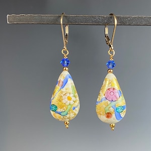 Venetian Glass Earrings - Venetian Jewelry - Mother&#39;s Day Gift - Italian Glass - Pastel Klimt