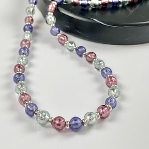 Murano Glass Necklace - Venetian Jewelry - Italian Jewelry - Purple Jewelry - Beaded Necklace - Spring Venice