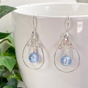 Venetian Glass Earrings - Venetian Jewelry - Blue Earrings - Italian Glass - Blue Bell