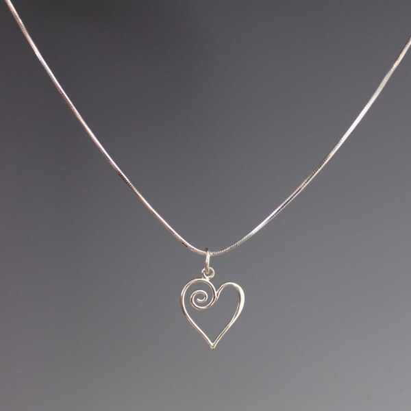 Sterling Heart necklace, minimalist necklace, Valentines jewelry, Bridal necklace, Valentines necklace, dainty necklace, silver heart