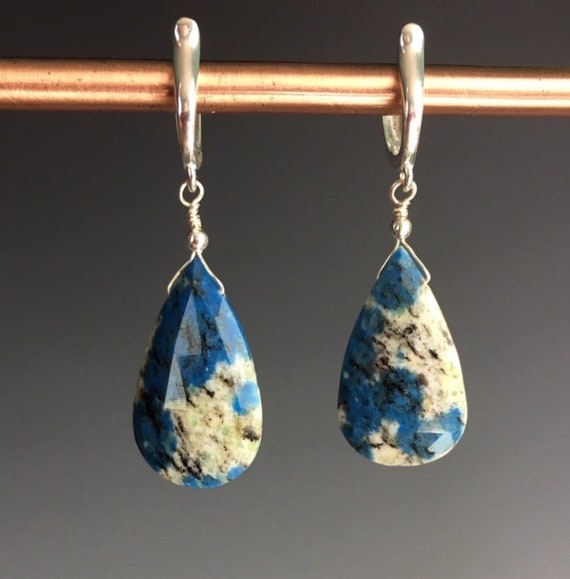 Blue Jasper Earrings K2 Jasper Jewelry Rustic Earrings | Etsy