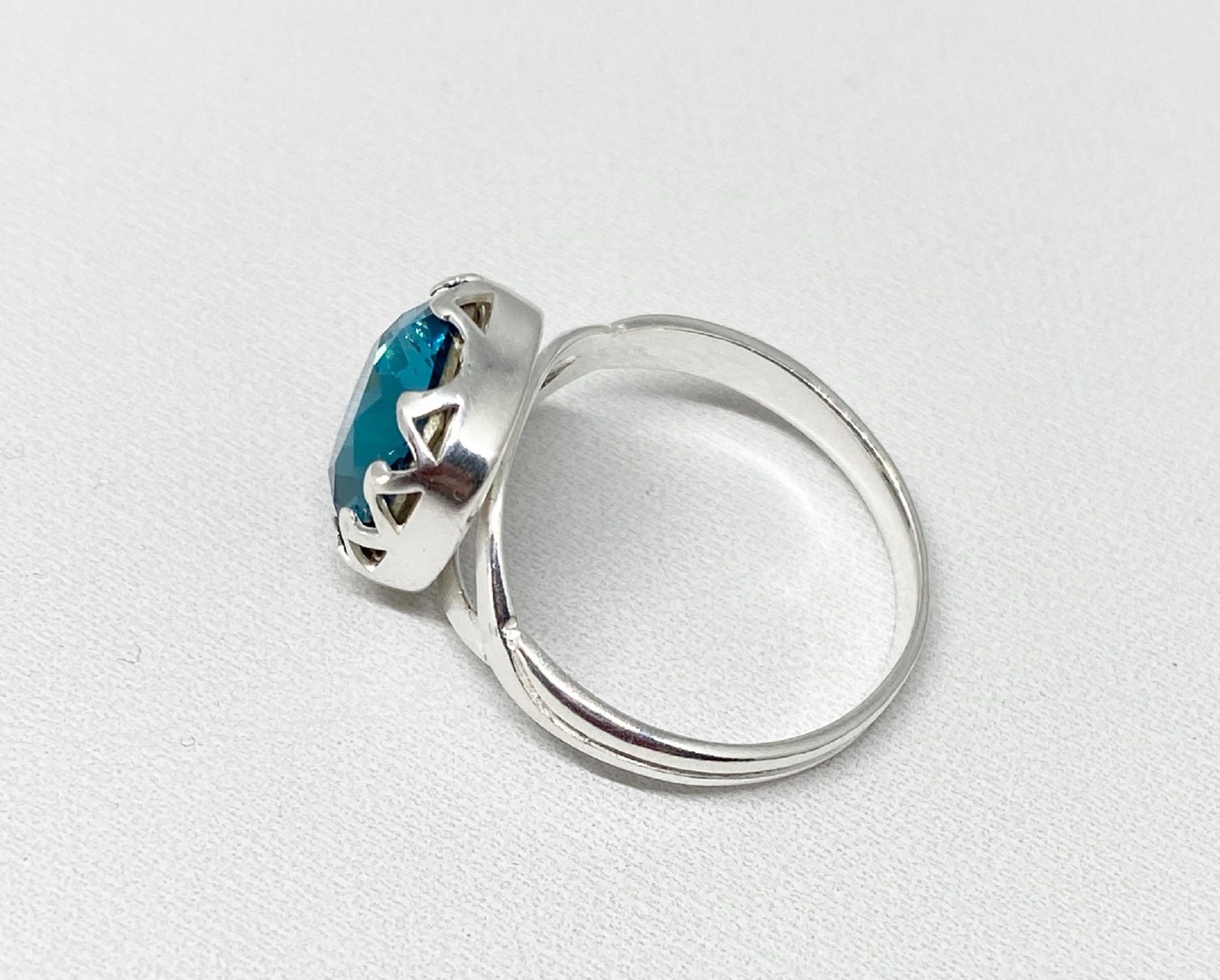 Swarovski Crystal Ring Indicolite Blue Sterling Silver Ring | Etsy