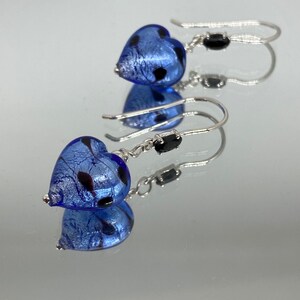 Murano Glass Earrings Venetian Glass Jewelry Heart Jewelry Heart Blue image 8