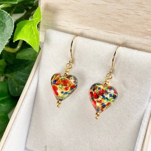 Murano Glass Earrings Murano Glass Hearts Colorful Jewelry Rainbow Hearts Pride Jewelry Italian Jewelry Gem Heart image 6