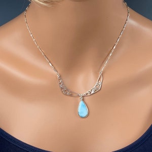 Larimar Necklace - Larimar Jewelry - Pendant Necklace - Larimar Collar image 3