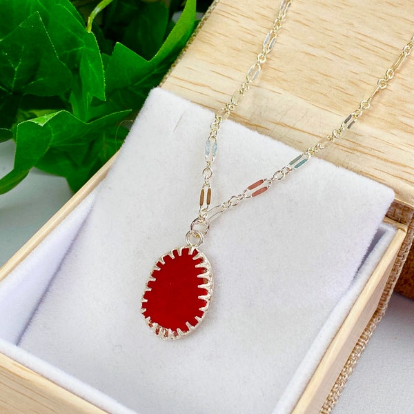Red Sea Glass Pendant Necklace - Rare Sea Glass Jewelry - Beach Glass Jewelry - Red Sea