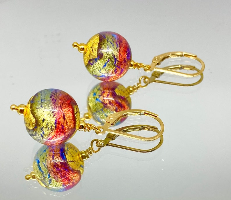 Murano Glass Earrings Murano Glass Jewelry Venetian Glass Jewelry Colorful Jewelry Jewelry Gift Italian Jewelry Beach Sand image 7