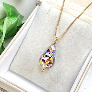 Venetian Glass Pendant Necklace - Venetian Glass Jewelry - Colorful Jewelry - Murano Tears