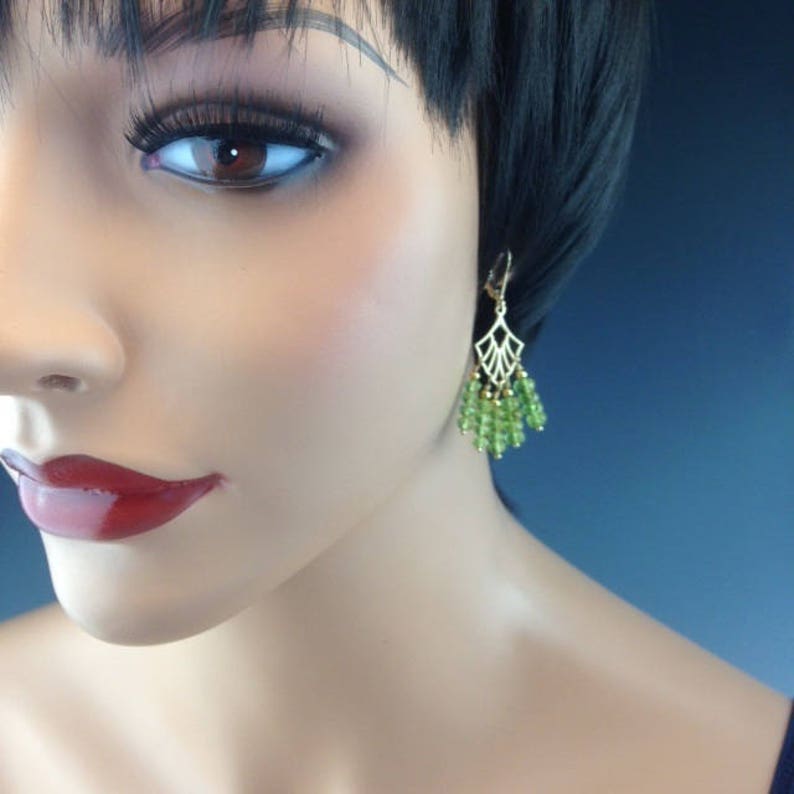 Peridot Feathers August Birthstone Jewelry Gold Gemstone Jewelry Peridot Jewelry Green Chandelier Earrings Peridot Earrings