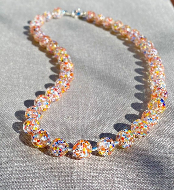 Collier Ancien En Perles De Venise - Bijou Vintage Occasion - Longueur Ajustable
