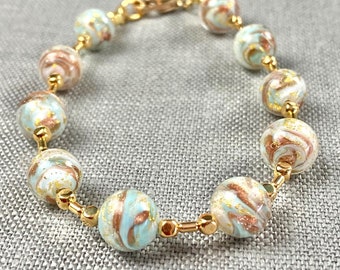 Murano Glass Bracelet - Venetian Jewelry - Italian Jewelry - Gift For Her - New World Aqua