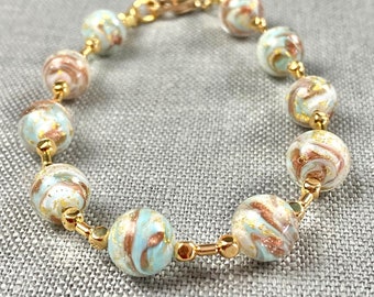 Venetian Glass Bracelet - Venetian Jewelry - Italian Glass - Gift For Her - New World Aqua