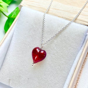Red Heart Jewelry - Heart Necklace - Murano Glass Heart Pendant - Valentine Gift - Heartling