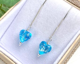 Glass Of Venice Murano Glass Heart Earrings - Handmade Sky Blue Italian Jewelry